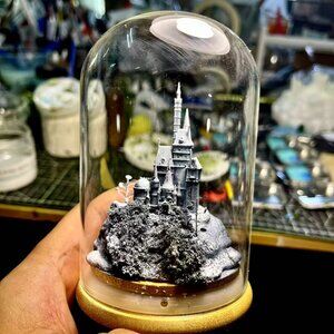 Original handmade Burned Castle miniature landscape Resin model decorative